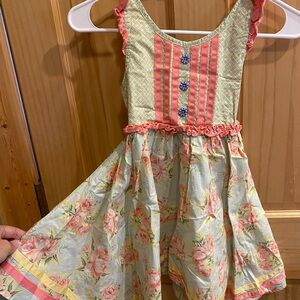 Floral Kids Matilda Jane dress with Pink and Green Accents